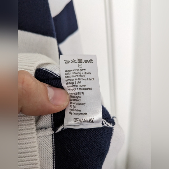 Lacoste Devanlay v-neck sweatshirt navy and white striped mens L/XL - Picture 5 of 6